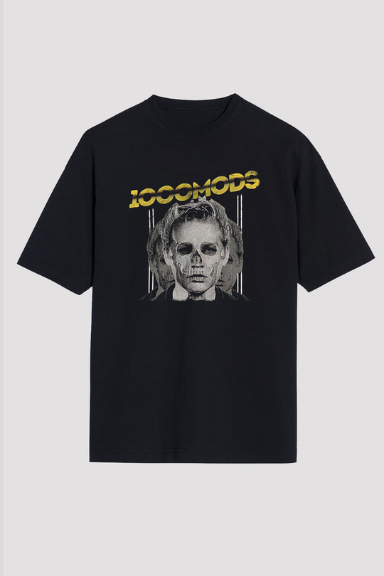 1000mods Baskılı Unisex Siyah Oversize Tişört - Tshirt