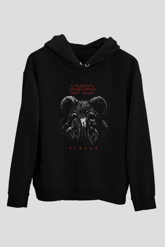 1349 Baskılı Unisex Siyah Hoodie