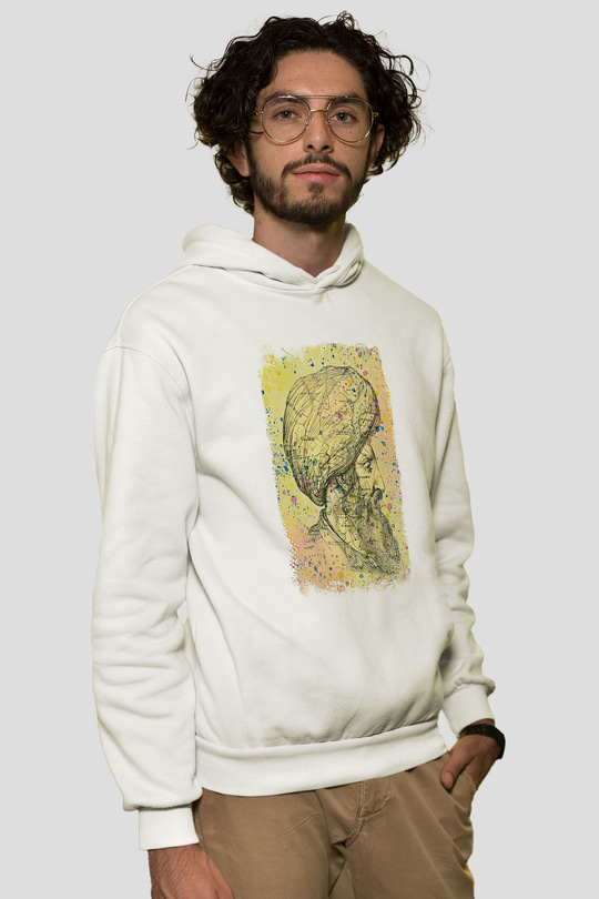 1453 Baskılı Beyaz Unisex Hoodie