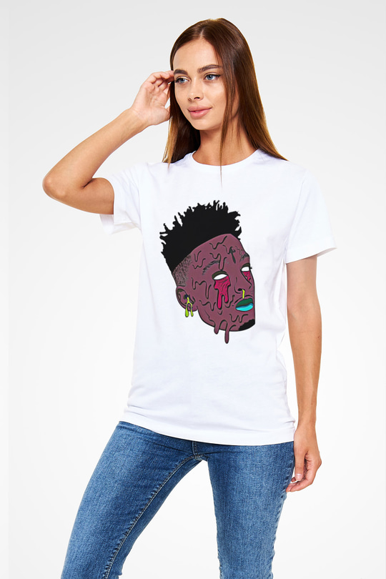21 Savage Baskılı Unisex Beyaz Tişört - Tshirt