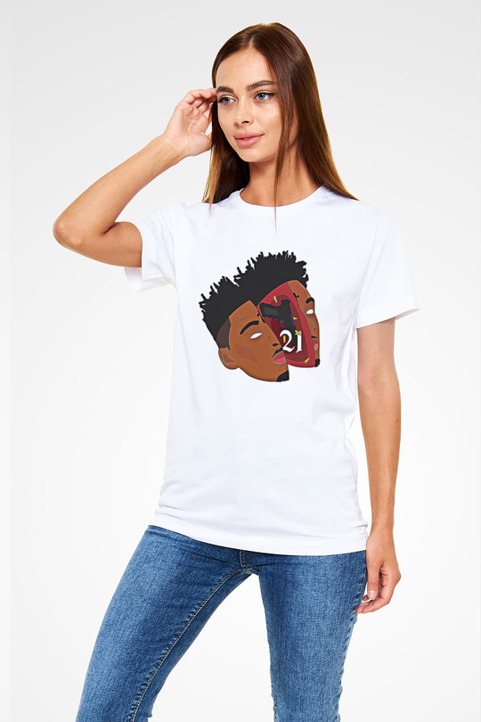 21 Savage Baskılı Unisex Beyaz Tişört - Tshirt