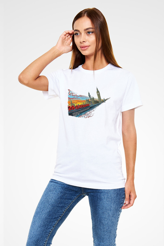 28 Days Later Unisex Baskılı Beyaz Tişört - Tshirt