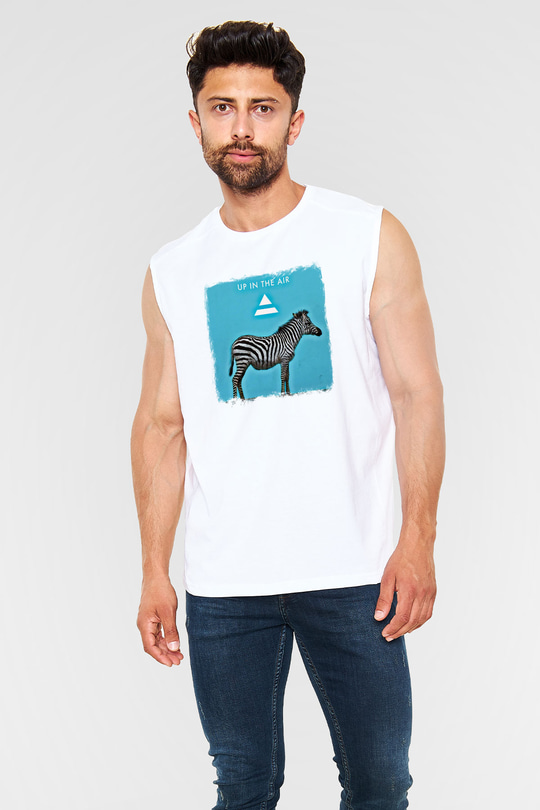 30 Seconds To Mars Baskılı Unisex Beyaz Kolsuz Tişört