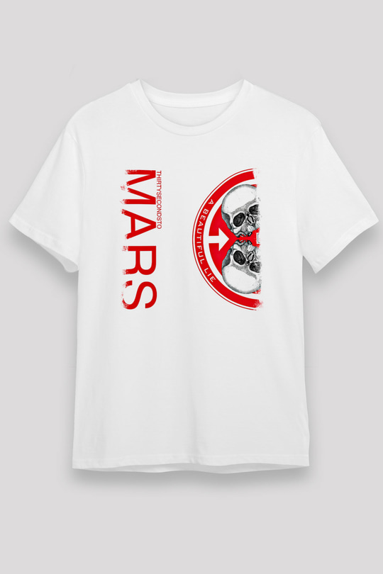 30 Seconds To Mars Baskılı Unisex Beyaz Tişört