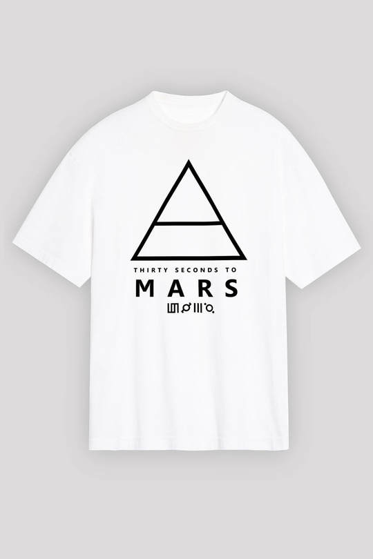 30 Seconds To Mars Baskılı Unisex Beyaz Oversize Tişört
