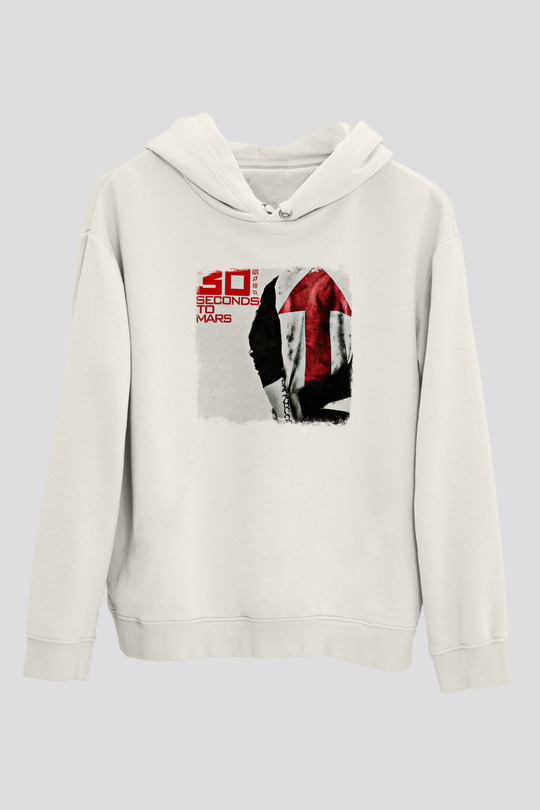 30 Seconds To Mars Baskılı Unisex Beyaz Hoodie