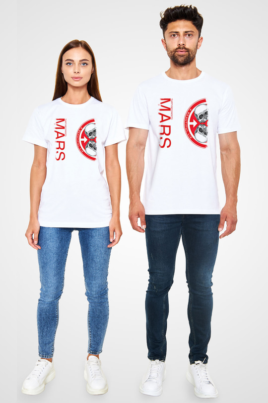 30 Seconds To Mars Baskılı Unisex Beyaz Tişört