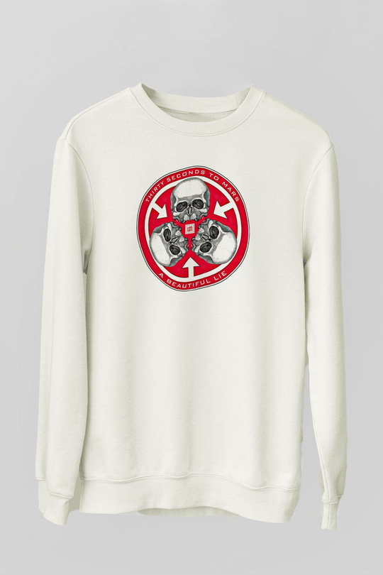 30 Seconds To Mars Baskılı Unisex Beyaz Sweatshirt