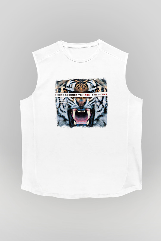30 Seconds To Mars Baskılı Unisex Beyaz Kolsuz Tişört