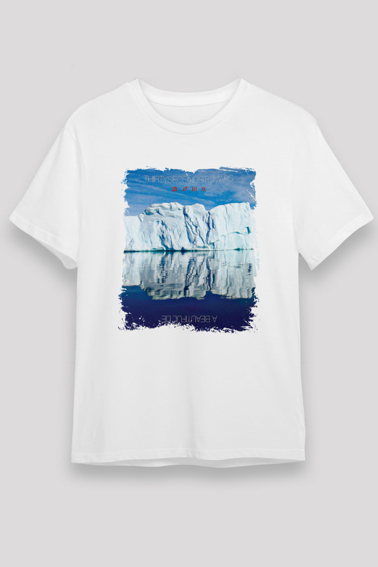 30 Seconds To Mars Baskılı Unisex Beyaz Tişört