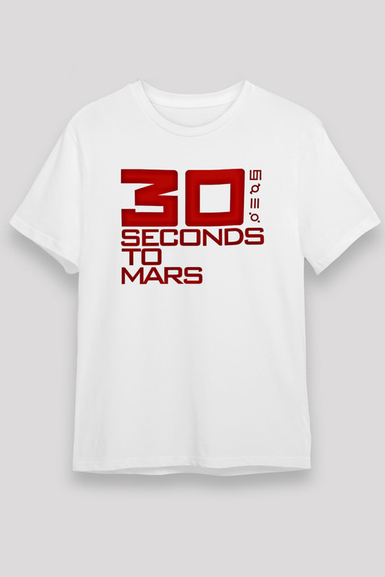 30 Seconds To Mars Baskılı Unisex Beyaz Tişört