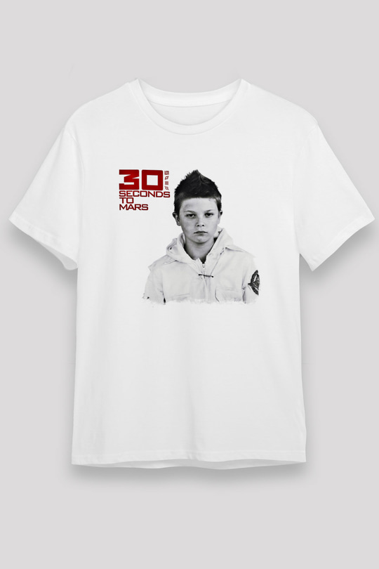 30 Seconds To Mars Baskılı Unisex Beyaz Tişört