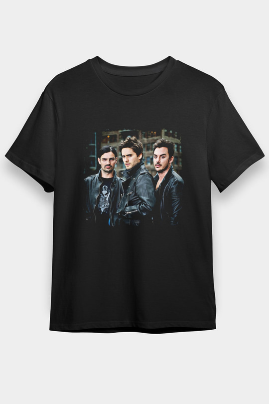 30 Seconds To Mars Baskılı Unisex Siyah Tişört