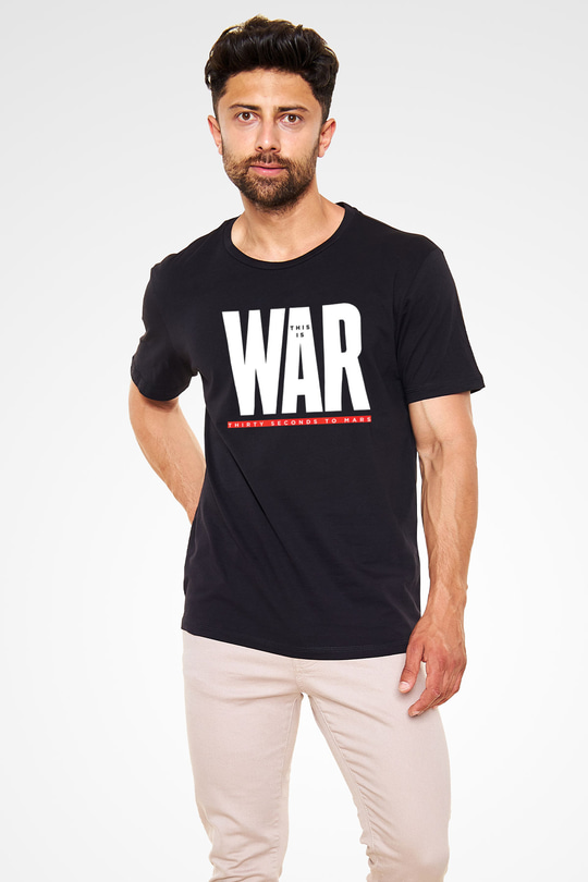 30 Seconds To Mars Baskılı Unisex Siyah Tişört