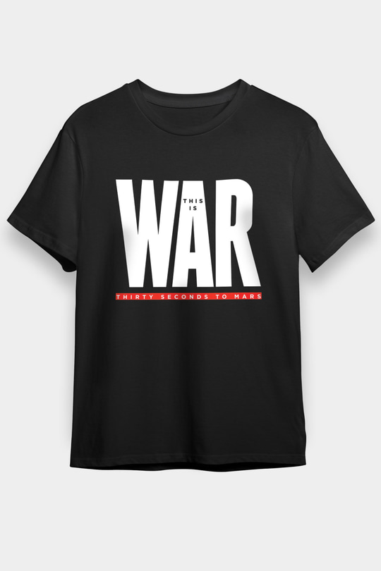 30 Seconds To Mars Baskılı Unisex Siyah Tişört