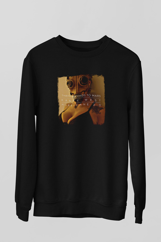 30 Seconds To Mars Baskılı Unisex Siyah Sweatshirt
