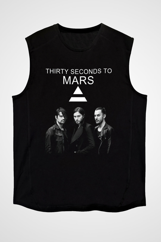 30 Seconds To Mars Grubu Siyah Unisex Kolsuz Tişört