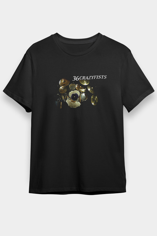 36 Crazyfists Baskılı Unisex Siyah Tişört - Tshirt