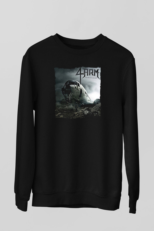 4arm Baskılı Unisex Siyah Sweatshirt