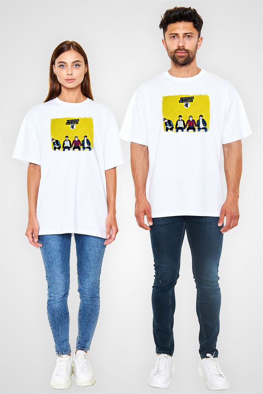 5 Seconds Of Summer Baskılı Unisex Beyaz Oversize Tişört