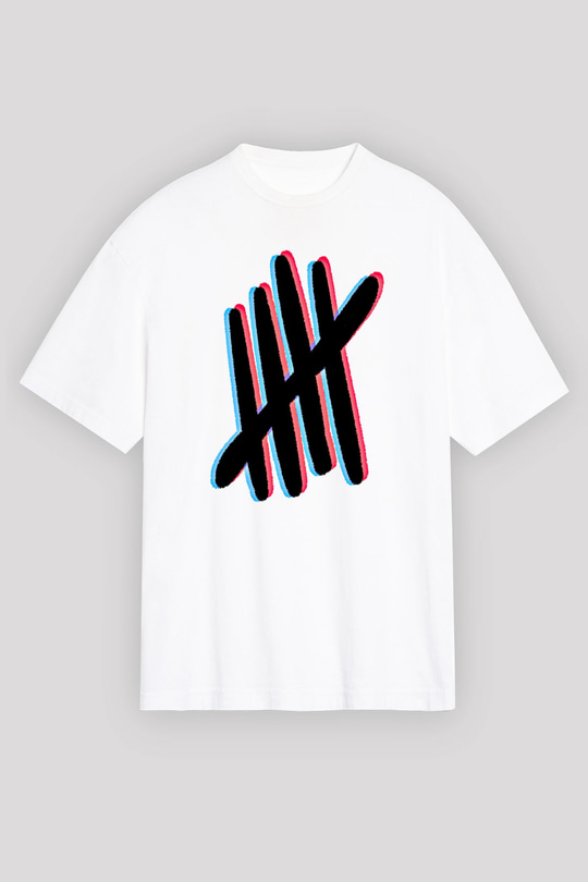 5 Seconds Of Summer Baskılı Unisex Beyaz Oversize Tişört