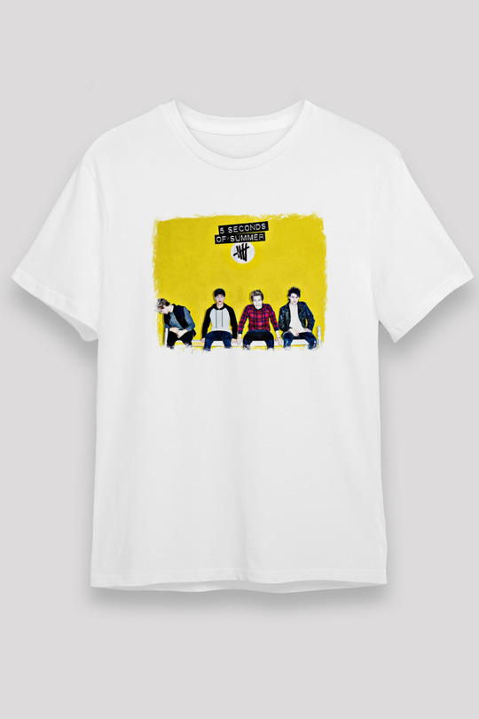 5 Seconds Of Summer Baskılı Unisex Beyaz Tişört