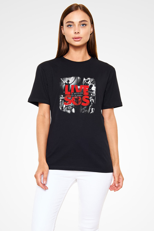 5 Seconds Of Summer Baskılı Unisex Siyah Tişört