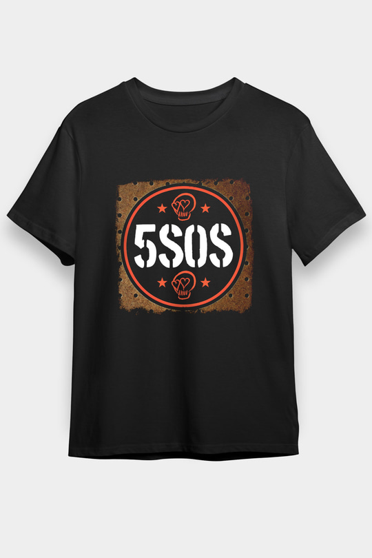 5 Seconds Of Summer Baskılı Unisex Siyah Tişört