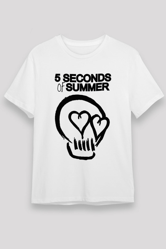 5 Seconds Of Summer Skull Logo Beyaz Unisex Tişört T-Shirt - TişörtFabrikası