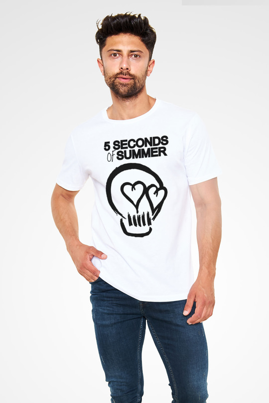 5 Seconds Of Summer Skull Logo Beyaz Unisex Tişört T-Shirt - TişörtFabrikası