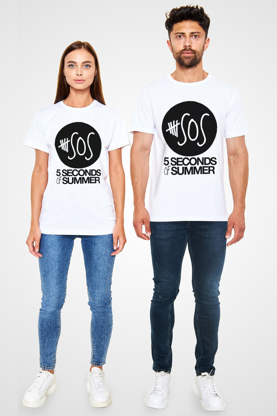 5 Seconds Of Summer SOS Logo Beyaz Unisex Tişört T-Shirt - TişörtFabrikası