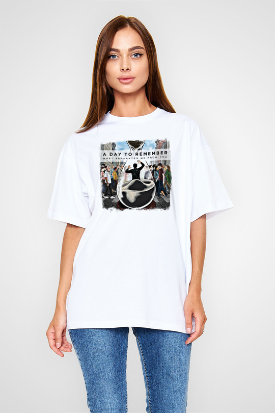 A Day to remember Baskılı Unisex Beyaz Oversize Tişört