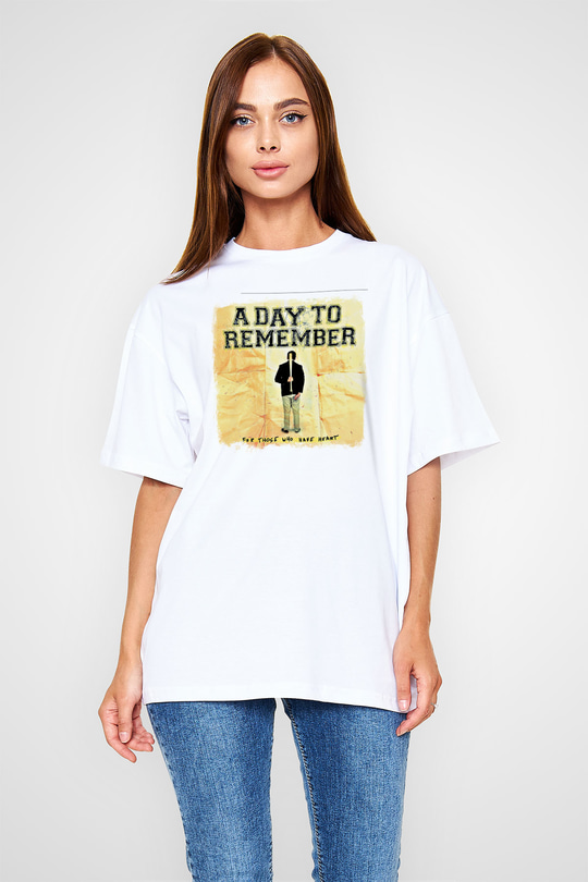 A Day to remember Baskılı Unisex Beyaz Oversize Tişört