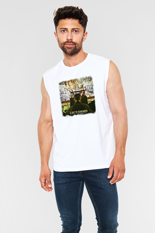 A Day to remember Baskılı Unisex Beyaz Kolsuz Tişört