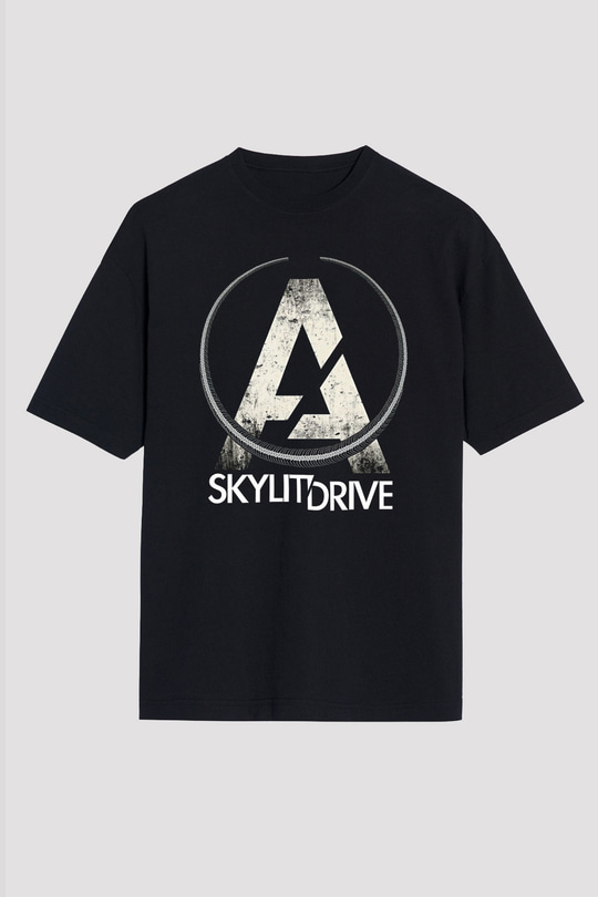A Skylit Drive Baskılı Unisex Siyah Oversize Tişört - Tshirt