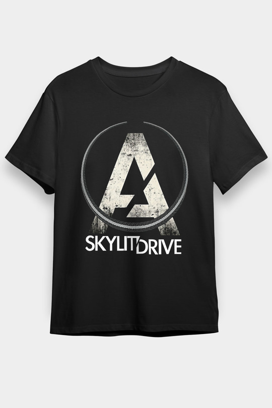 A Skylit Drive Baskılı Unisex Siyah Tişört - Tshirt
