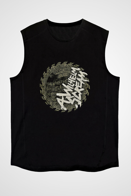 A Wilhelm Scream Baskılı Unisex Siyah Kolsuz Tişört