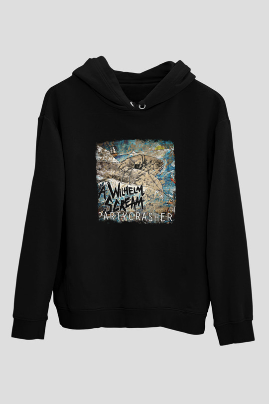 A Wilhelm Scream Baskılı Unisex Siyah Hoodie