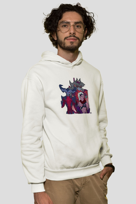 Aatrox James Baskılı Beyaz Unisex Kapüşonlu Sweatshirt