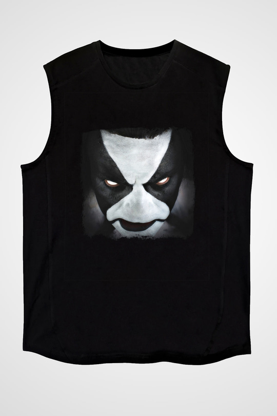 Abbath Baskılı Unisex Siyah Kolsuz Tişört