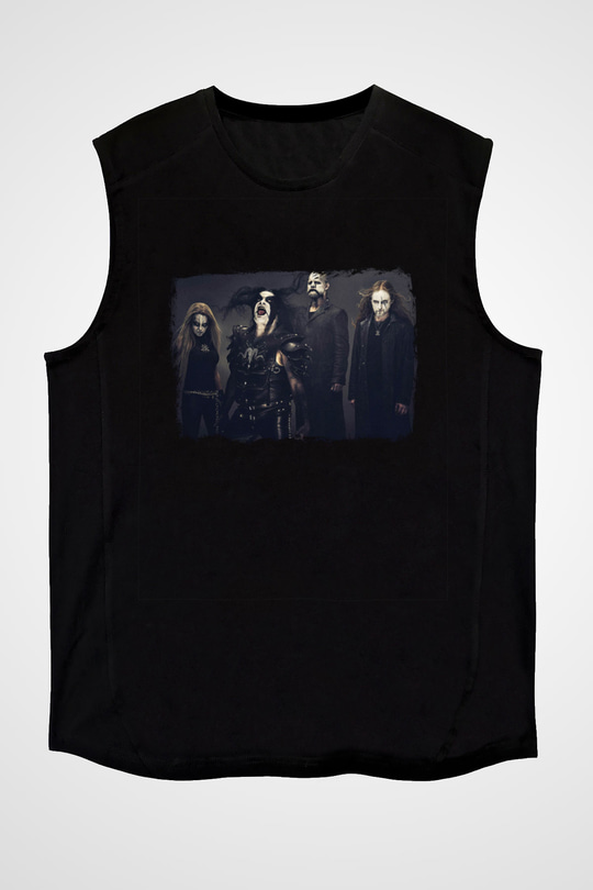 Abbath Baskılı Unisex Siyah Kolsuz Tişört
