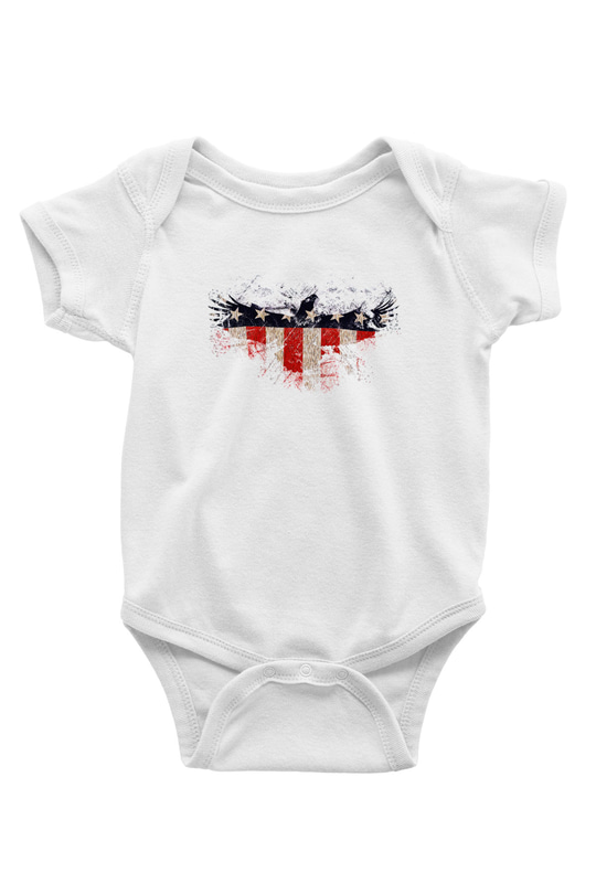 ABD Baskılı Beyaz Unisex Bebek Body - Zıbın