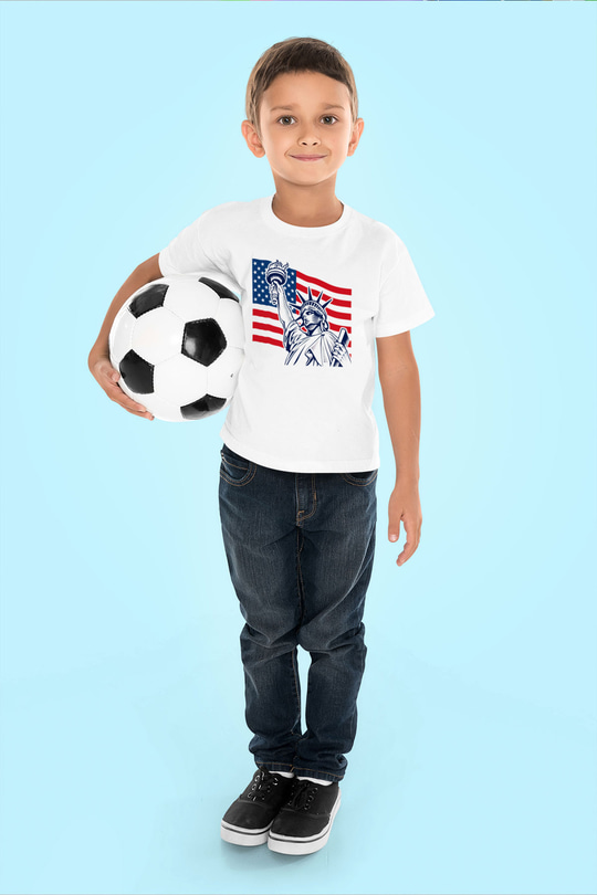 ABD Baskılı Beyaz Unisex Çocuk Tişört