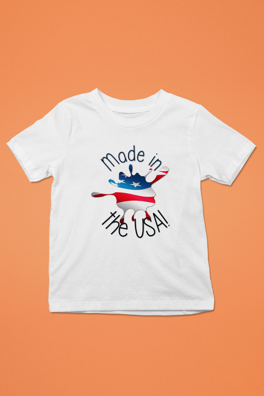 ABD Baskılı Beyaz Unisex Çocuk Tişört