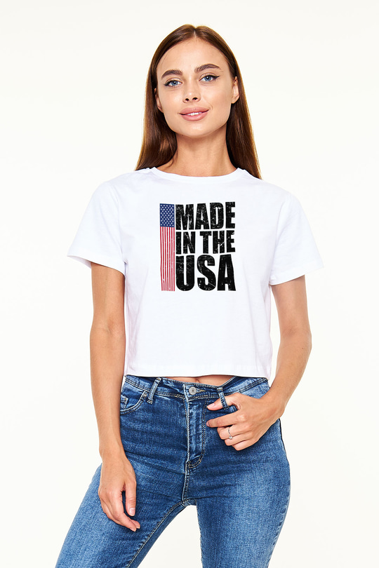 ABD Beyaz  Crop Top Tişört