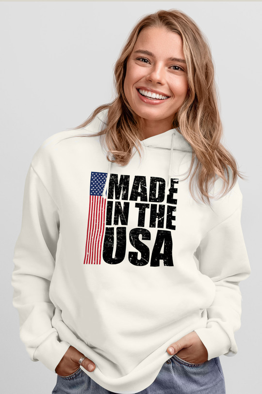 ABD Beyaz Unisex Hoodie