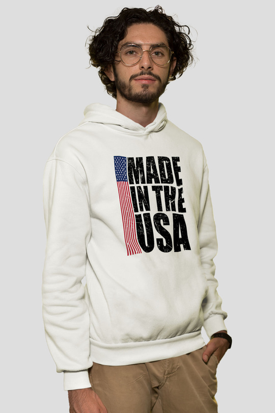 ABD Beyaz Unisex Hoodie