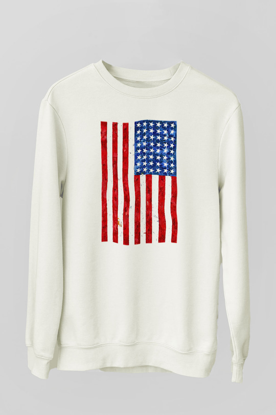 ABD Beyaz Unisex Sweatshirt