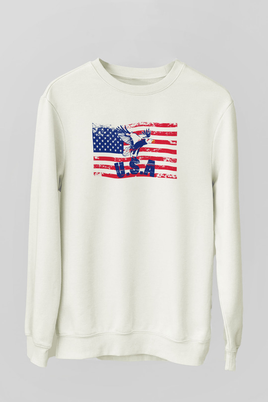 ABD Beyaz Unisex Sweatshirt