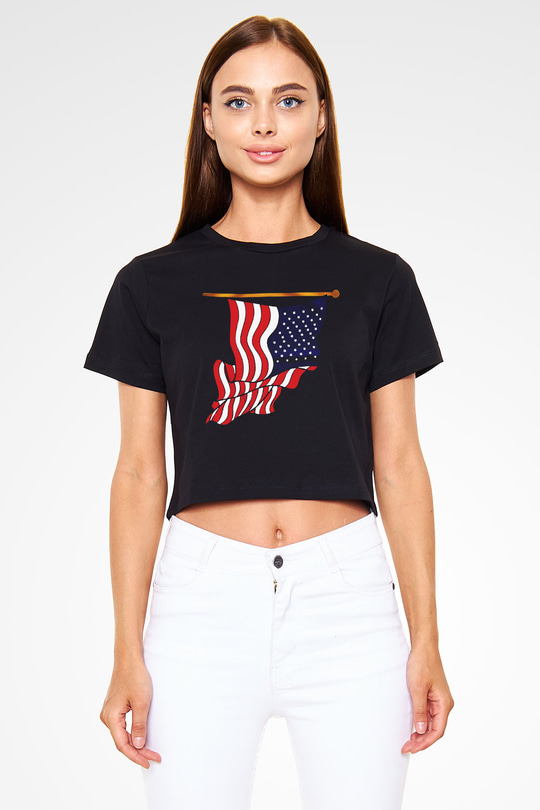 ABD Siyah Crop Top Tişört
